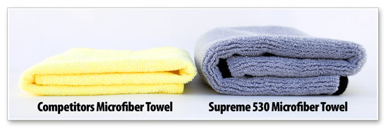 The Supreme Microfiber is twice as thick as microfiber buffing towels from other companies.